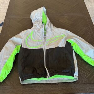 Nike Coat, fleece lined, winter coat, athletic, grey, black, green, christmas